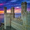 Carnarvon Castle With A Beautiful Sunset View Diamond Painting