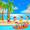 Children And Beach Diamond Painting