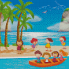 Children And Beach Diamond Painting