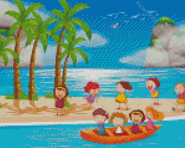 Children And Beach Diamond Painting