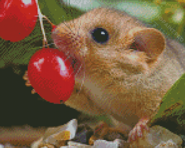 Dormouse Eating Berries Diamond Painting