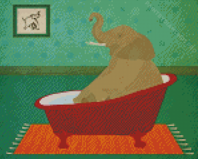 Elephant In Tub Diamond Painting