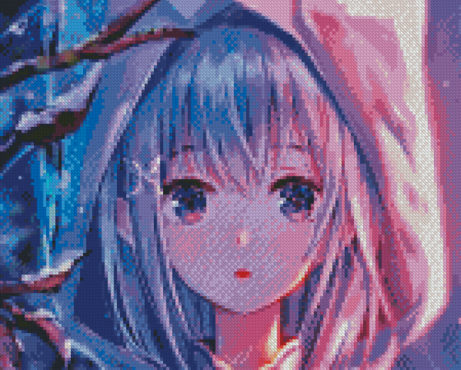 Emilia Re Zero Anime Girl Diamond Painting