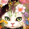 Floral Cat Diamond Painting