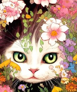 Floral Cat Diamond Painting