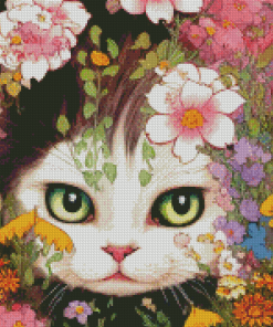 Floral Cat Diamond Painting