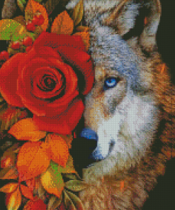 Floral Wolf Diamond Painting