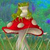 Frog On Toadstool Diamond Painting