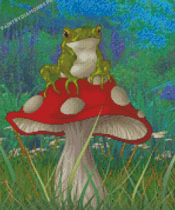 Frog On Toadstool Diamond Painting