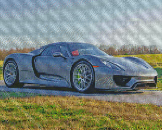 Grey Porsche 918 Diamond Painting