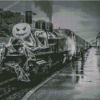 Halloween Black And White Train Diamond Painting