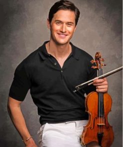 Handsome Man Posing Violin Diamond Painting