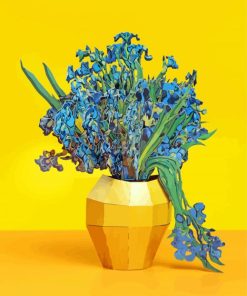 Irises Bouquet In Yellow Vase Diamond Painting