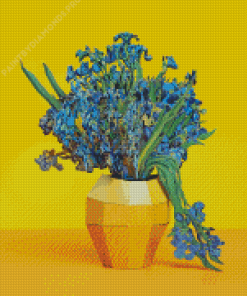 Irises Bouquet In Yellow Vase Diamond Painting