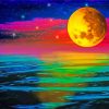 Night Moon And Colorful Sky Diamond Painting