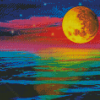 Night Moon And Colorful Sky Diamond Painting