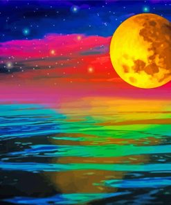 Night Moon And Colorful Sky Diamond Painting