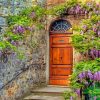 Old Italian Door With Purple Flowers Diamond Painting