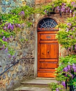 Old Italian Door With Purple Flowers Diamond Painting