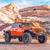 Orange Jeep Truck Diamond Painting