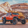 Orange Jeep Truck Diamond Painting