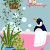 Penguin In Bath Illustration Diamond Painting