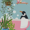 Penguin In Bath Illustration Diamond Painting