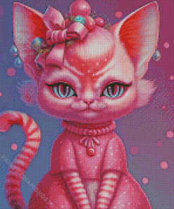 Pink Xmas Cat Diamond Painting