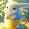 Rabbit In A Mug Diamond Painting