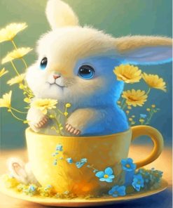 Rabbit In A Mug Diamond Painting