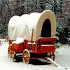 Red Old Wagon In The Snow Diamond Painting