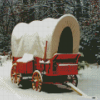 Red Old Wagon In The Snow Diamond Painting