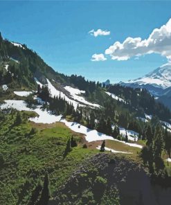 Snowy Pacific Crest Trail Mountain Diamond Painting