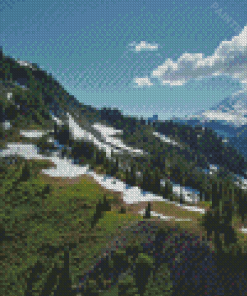 Snowy Pacific Crest Trail Mountain Diamond Painting