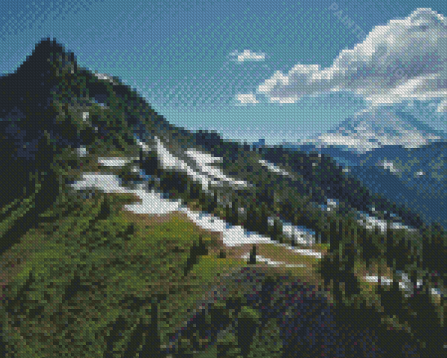 Snowy Pacific Crest Trail Mountain Diamond Painting