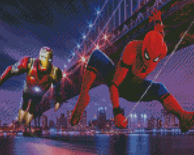 Spider Man And Iron Man New York Diamond Painting