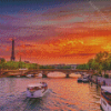 Sunset River In Paris Diamond Painting