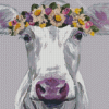 Watercolor Cow With Flowering Head Diamond Painting