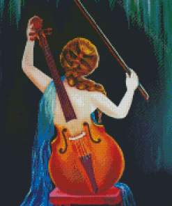 Woman Double Bass Diamond Painting