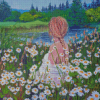 Woman Daisies Diamond Painting