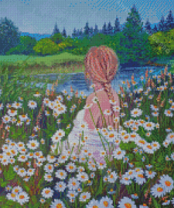 Woman Daisies Diamond Painting