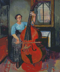 Woman With A Double Bass Diamond Painting