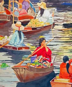 Bangkok Floating Market Art Diamond Painting