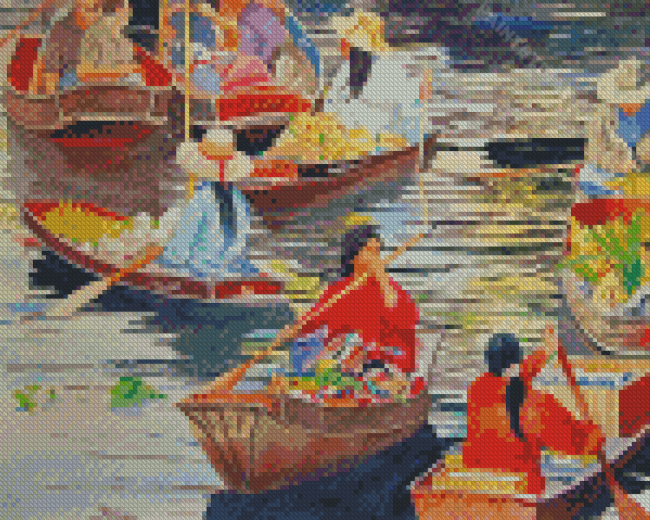 Bangkok Floating Market Art Diamond Painting