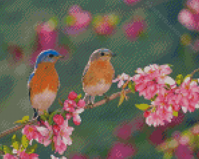 Birds In A Garden Diamond Painting