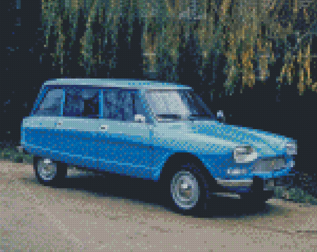 Blue Citroen Ami 8 Diamond Painting