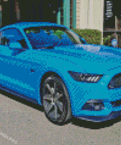 Blue Mustang Sport Car Diamond Painting