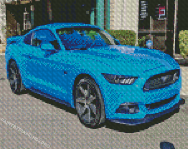 Blue Mustang Sport Car Diamond Painting