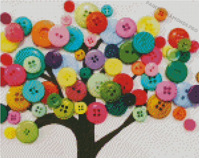 Buttons Tree Diamond Painting