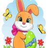 Cartoon Rabbit With Easter And Butterflies Diamond Painting